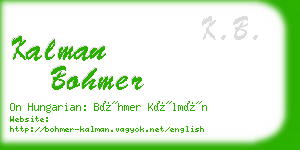 kalman bohmer business card